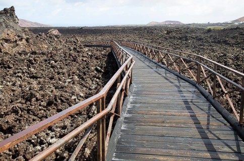 Walkway over lava field, Timanfaya Volcano Interpretation and Visitors' Centre, Lanzarote, Canary