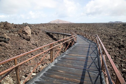 Walkway over lava field, Timanfaya Volcano Interpretation and Visitors' Centre, Lanzarote, Canary