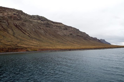 Steep gullied cliffs near Punta Fariones, Chinijo Archipelago, Orzola, Lanzarote, Canary Islands,
