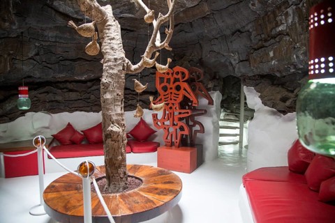 Room in volcanic lava bubble Fundación César Manrique, Taro de Tahíche, Lanzarote, Canary islands,
