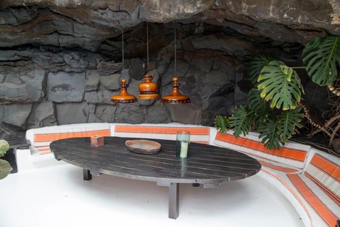 Room in volcanic lava bubble Fundación César Manrique, Taro de Tahíche, Lanzarote, Canary islands,
