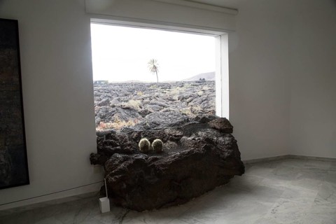 Window lava flow Fundación César Manrique, Taro de Tahíche, Lanzarote, Canary islands, Spain,