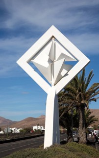Wind sculpture outside Fundación César Manrique, Taro de Tahíche, Lanzarote, Canary islands, Spain,