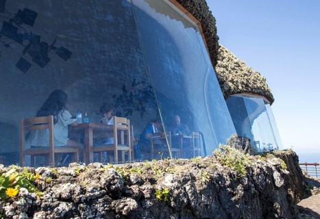 Cafe inside Mirador del Rio designed by Cesar Manrique, Lanzarote, Canary Islands, Spain, Europe