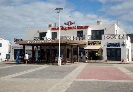 Lineas Maritima Romero ferry ticket booking office, Caleta de Sebo village, La Isla Graciosa,