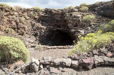Cueva de Los Verdes, cave tourist attraction in lava pipe tunnel, Lanzarote, Canary Islands, Spain,