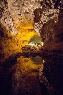 Cueva de Los Verdes, cave tourist attraction in lava pipe tunnel, Lanzarote, Canary Islands, Spain,