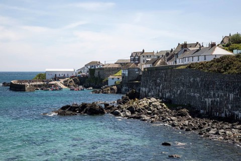 Fishing boats in the harbour at Coverack, Lizard Peninsula, Cornwall, England, UK