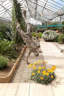 Inside large glasshouse, Potager Garden, Constantine, Cornwall, England, UK