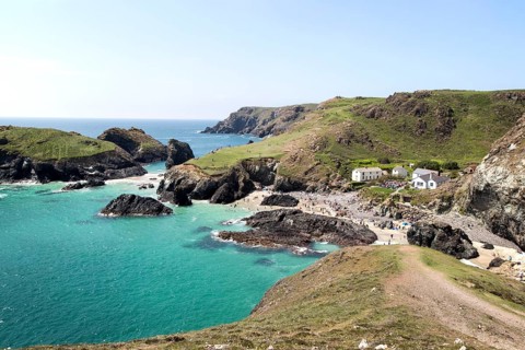 Coastal scenery, Kynance Cove, Lizard peninsula, Cornwall, England, UK