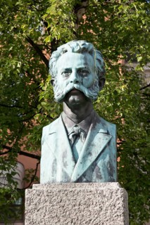 Memorial bust statue sculpture of musician Adolf Thomsen, 1852-1903, Tromso, Norway, Europe