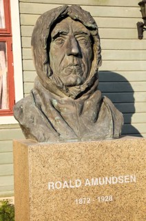 Roald Amundsen, 1872-1928, bust statue sculpture of famous explorer at the Polar Museum, Tromso,