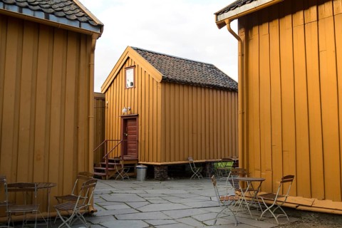 Skansen buildings former customs station, Tollboden, oldest house in Tromso, Norway, Europe