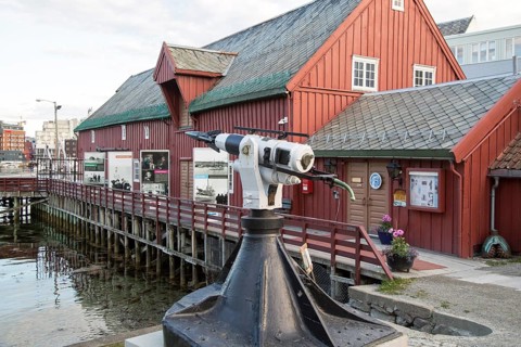 Whaling harpoon outside the Polar Museum, Tromso, Norway, Europe