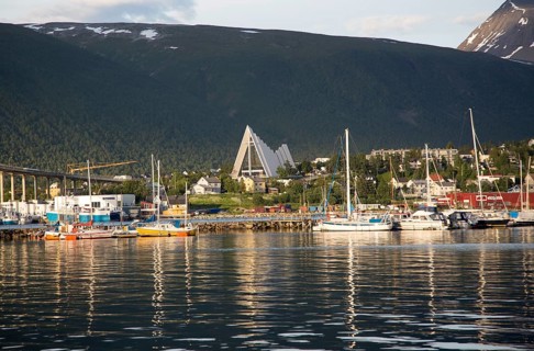 The Arctic Cathedral, Tromso, Norway architect Jan Inge Hovig completed 1965 midnight summer sun