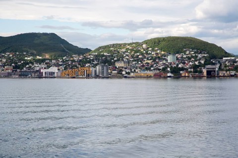 Port and town of Harstad, Hinnoya island, Troms county, Norway, Europe