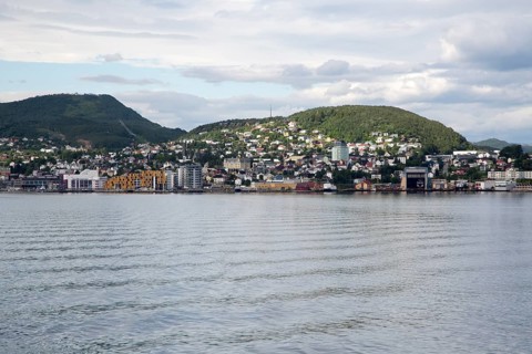 Port and town of Harstad, Hinnoya island, Troms county, Norway, Europe