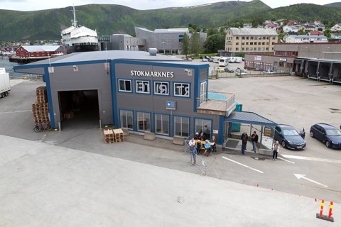 Port buildings at Stokmarknes, Hadsel municipality, Hadseloya island, Nordland, Vesteralen region,