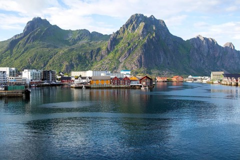 Harbour at Svolvaer, Lofoten Islands, Nordland, Norway, Europe