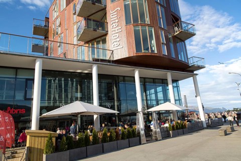 Suite Hotel building, Svolvaer, Lofoten Islands, Nordland, Norway, Europe