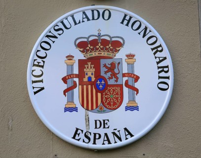Spanish Honorary Consul sign, Trondheim, Norway, Europe