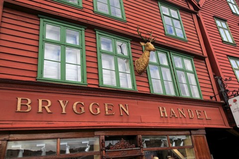 Historic Hanseatic League wooden buildings Bryggen area, Bergen, Norway UNESCO World Cultural