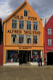 Historic Hanseatic League wooden buildings Bryggen area, Bergen, Norway UNESCO World Cultural