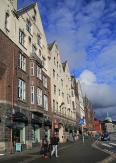 Historic buildings in Bryggen area, city centre of Bergen, Norway, Europe