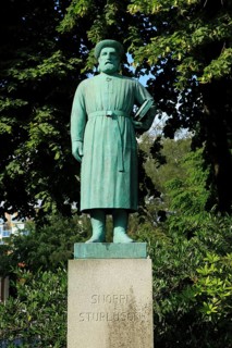 Snorri Sturluson, Icelandic historian, poet, and politician, statue in city of Bergen, Norway lived