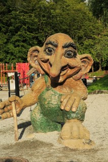 Troll figure in children's playground on Mount Floyen, city of Bergen, Norway, Europe