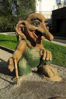 Troll figure in children's playground on Mount Floyen, city of Bergen, Norway, Europe