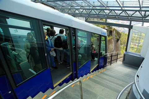 Floibanen funicular railway train carriage, Bergen, Norway, Europe