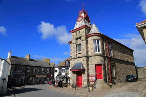 Historic building Marazion town hall village square, Cornwall, England, UK