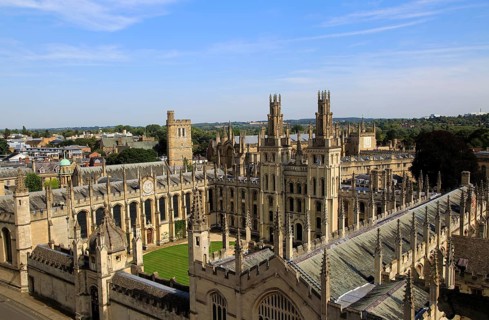 All Souls College buildings from above, University of Oxford, England, UK
