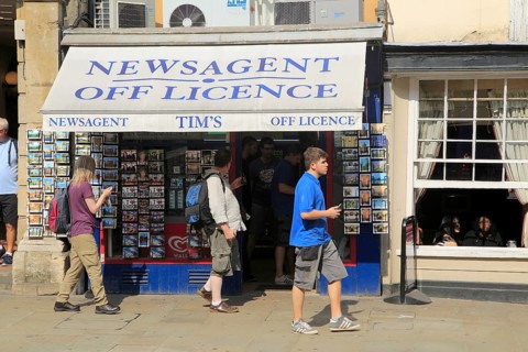 Tim's Newsagent Off Licence shop, High Street, Oxford, England, UK