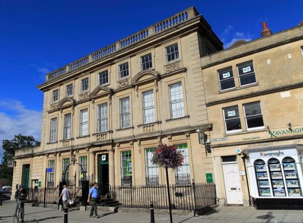 Historic buildings in town centre of Trowbridge, Wiltshire, England, UK