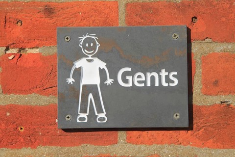 Gents toilet sign, UK