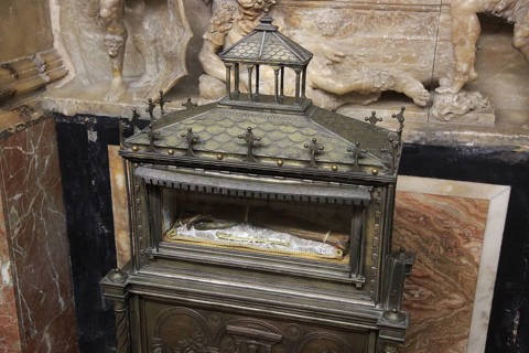 Religious relic the preserved arm of Saint Vincent inside cathedral church building building, city