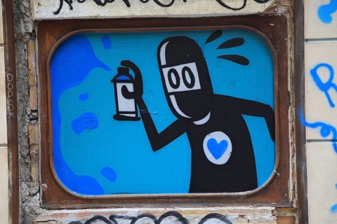 Graffiti spray paint can image city of Valencia, Spain, Europe