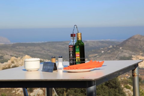 Terrace restaurant reserved table with view, Mirador del Coll de Rates, Tarbena, Marina Alta,