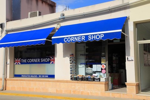 British corner shop in Orba village, Marina Alta, Alicante province, Spain, Europe
