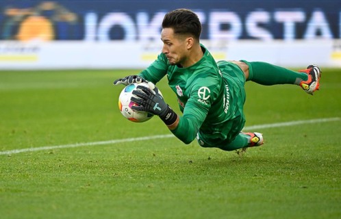 Goalkeeper Janis Blaswich (21) RasenBallsport Leipzig RBL Action MHPArena, MHP Arena Stuttgart,