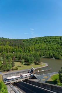 Boat lift on the Rhine-Marne Canal, Saint-Louis, Arzviller, Lorraine, France, Europe