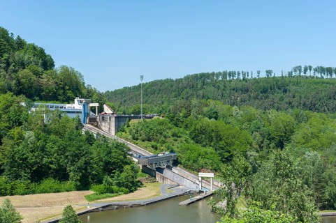 Boat lift on the Rhine-Marne Canal, Saint-Louis, Arzviller, Lorraine, France, Europe