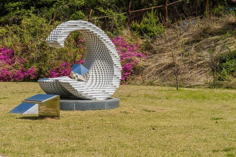 Artwork commemorating Inter-Korean Joint Declaration at DMZ Unification Park in Goseong, South