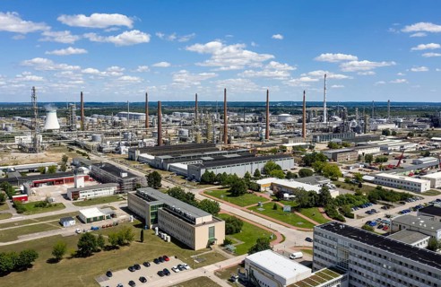 Aerial view of PCK Raffinerie GmbH in Schwedt. The refinery could be converted to produce
