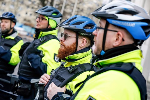 Employees of the bicycle squadron of the public order office. The bicycle squadron of the public