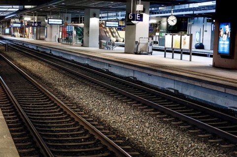 Empty platforms at Südkreuz station. The fourth train drivers' strike by the German Train Drivers'