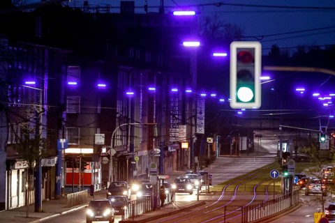 Modern LED lights developed for this project shine like blue pearls on a long string. The 'Blue
