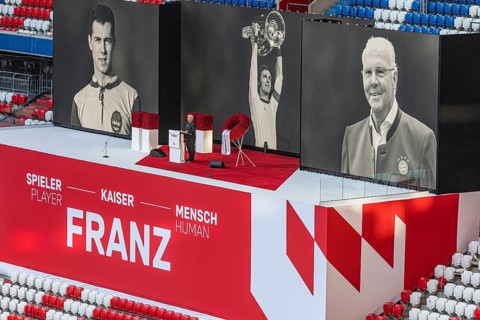 Federal President Frank Walter Steinmeier speaks to the mourners, FC Bayern Munich funeral service